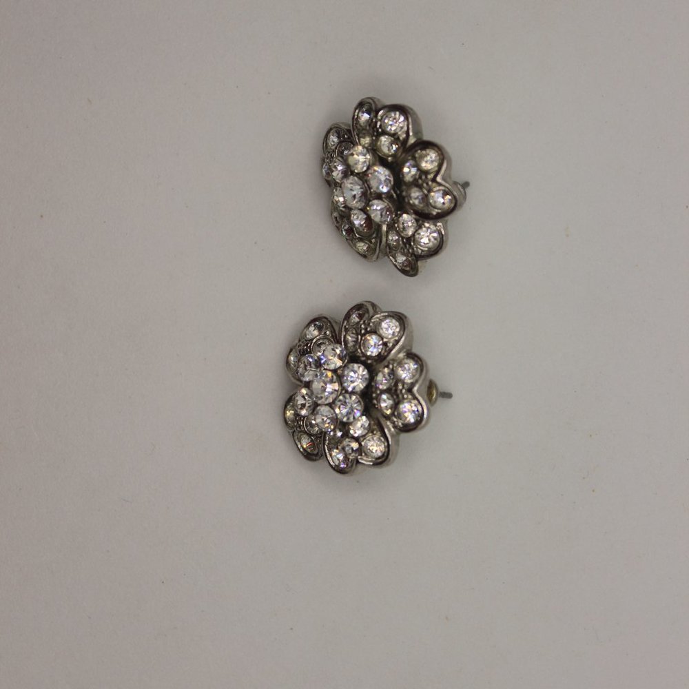 Flower Rhinestone Earrings - Picture 2 of 3